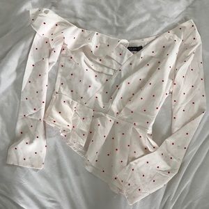 Nasty Gal One-Shoulder Asymmetric Polka Dot Top